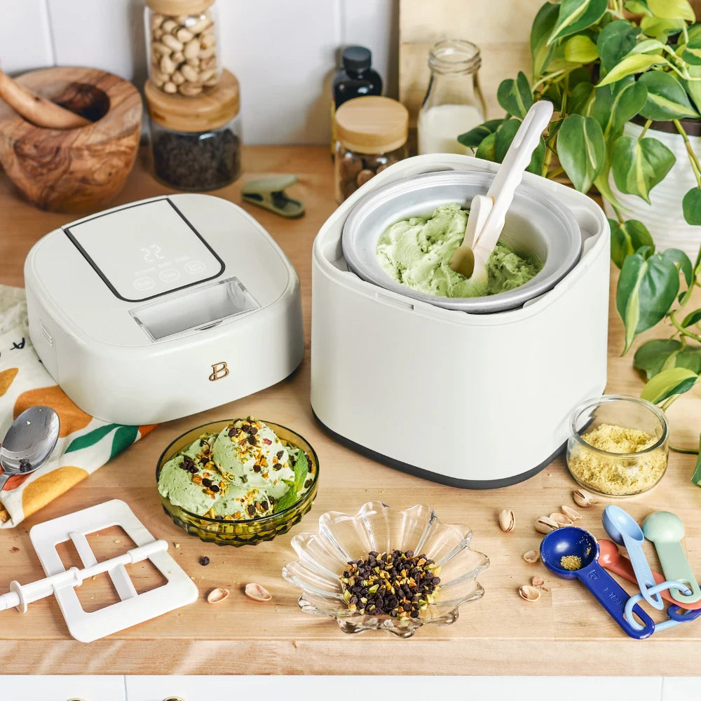 1.5QT Ice Cream Maker with TouchActivated Display, White Icing by Drew Barrymore