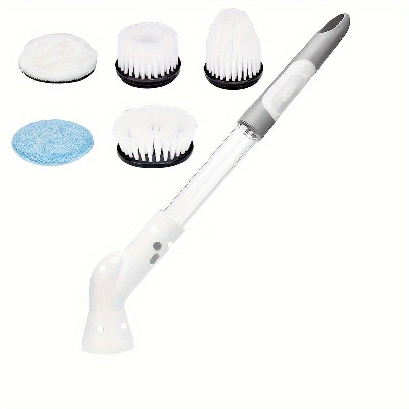 1 Set, Electric Spin Scrubber With 2/5/6 Replaceable Brush Head, Power Cordless Bathroom Scrubber With Adjustable Long Handle, Rechargeable Shower Scrubber, Multifunctional Scrubber For Bathroom, Kitchen, Bathtub, Tile, Shower, Car, Cleanin